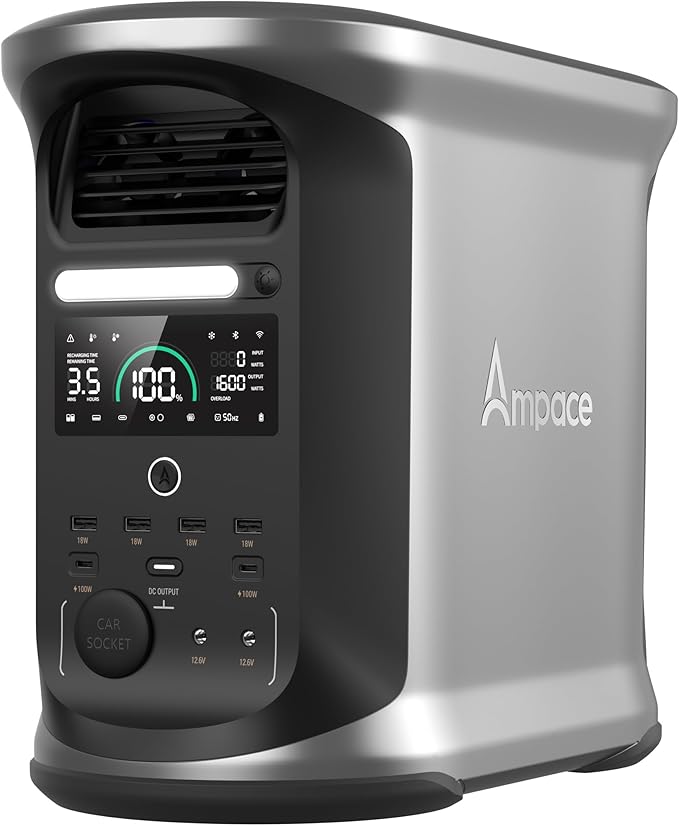 AMPACE Andes 1500 Power Station 2400W Solar Generator, 1462Wh Solar Power by OukitelPowerStation