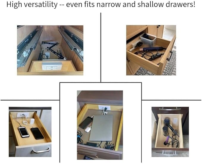 My Tidy Space Low Profile Combo USB-A USB-C 15 Amp in Drawer Docking Station - Image 3