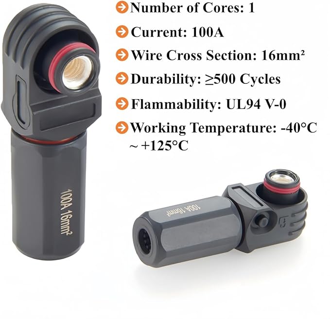Right Angle 6mm 16mm² 100A Single Core Battery Energy Storage Connector IP67 - Image 3