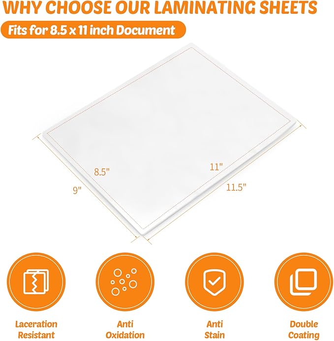 Lamtetur Thermal Laminating Pouches 9" x 11.5" Inches, Holds 8.5 x 11 Inch - Image 2