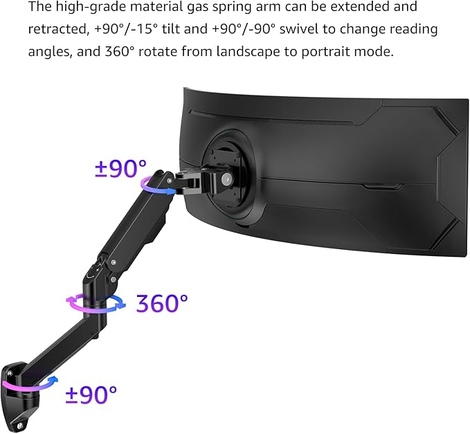 BEWISER Heavy Duty Monitor Arm Wall Mount - Image 7