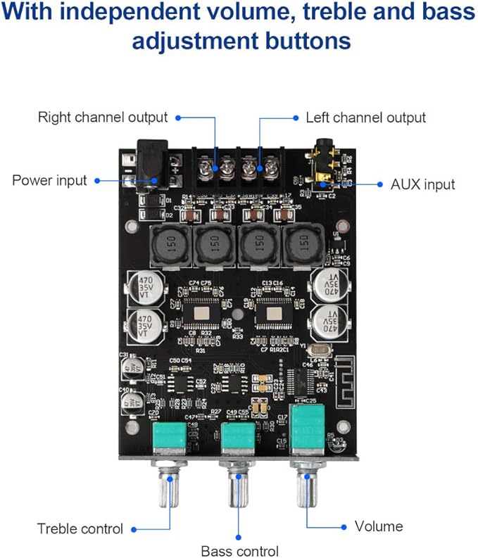 ZK-1002T Bluetooth Amplifier Board 2.0CH 100W*2 Mini Audio AMP - Image 2