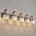 FDPBY 5-Light Crystal Vanity Light, Modern Black Bathroom Wall Sconce by FDPBY