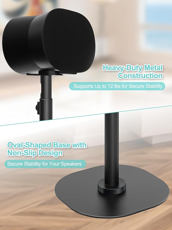 Haturi Speaker Stand Single for Sonos ERA 300 & 100, Height Adjustable 22”–42” - Image 5