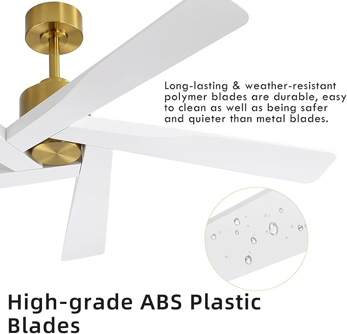WINGBO 64" ABS DC Ceiling Fan No Light, 5 Blade ABS Plastic Ceiling Fan - Image 6