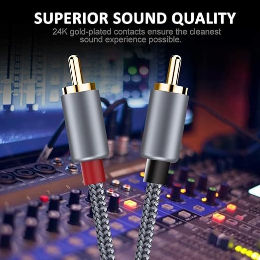 Goalfish RCA Cable, 10FT RCA Male to Male Audio Stereo Subwoofer Cable - Image 2