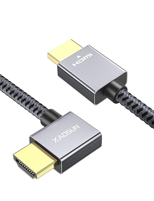 XAOSUN Right Angle HDMI 2.0 Cable 10 FT, 18Gbps High Speed HDMI Cord Support by XAOSUN