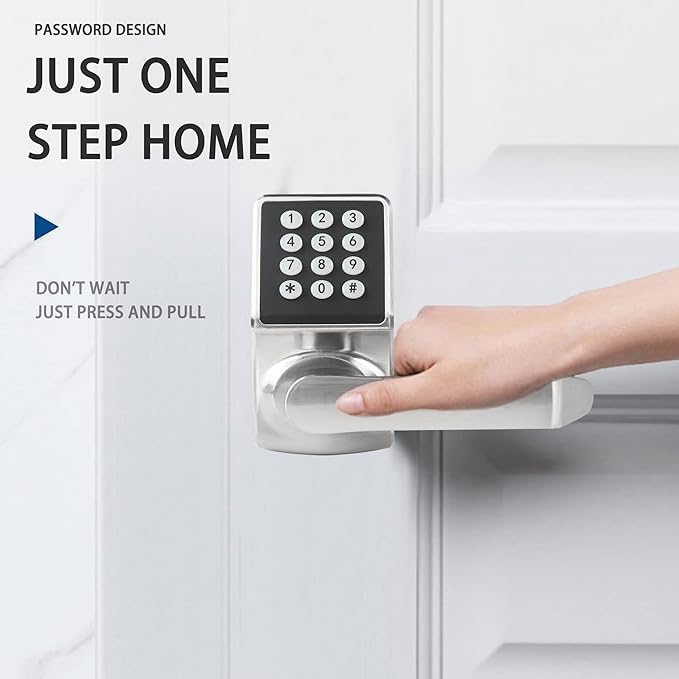 Keypad Door Lock with Handle, Digital Door Lock with Keypad Set, Keyless Entry - Image 2