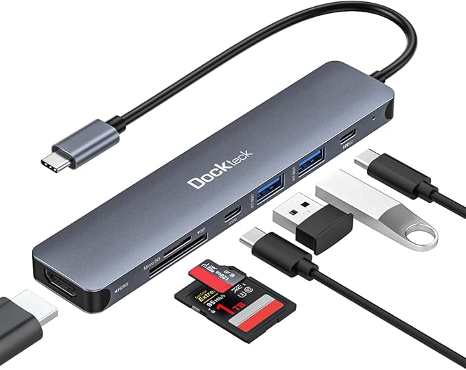 USB C Hub, dockteck 7 in 1 Multiport USB C Adapter by Dockteck