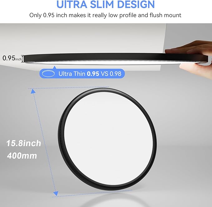 hunhun 2 Pack 16 Inch Dimmable LED Flush Mount Ceiling Light 4800LM Round Light - Image 4