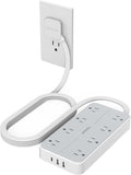 TESSAN Flat Plug Extension Cord 6 FT, Surge Protector Power Strip by TESSAN