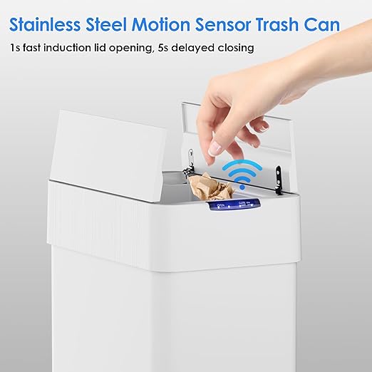 TLSUNNY 16 Gallon Automatic Trash Can, Stainless Steel Motion Sensor Garbage bin - Image 3