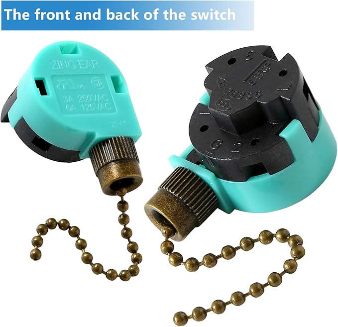 2 Pack Ceiling Fan Switch 3 Speed 4 Wire Zing Ear ZE-268S6, Ceiling Fan Pull - Image 3