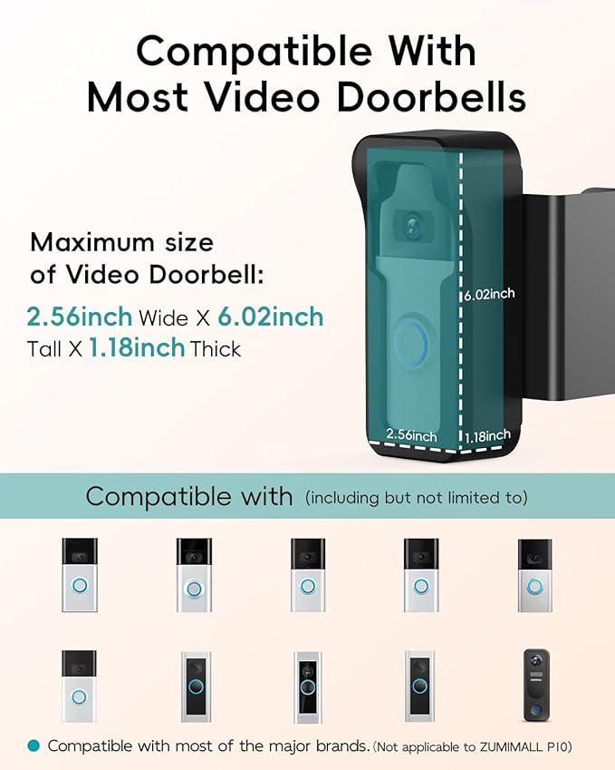 ZUMIMALL Anti-Theft Video Doorbell Mount, No-Drill Doorbell Mounting Bracket - Image 2