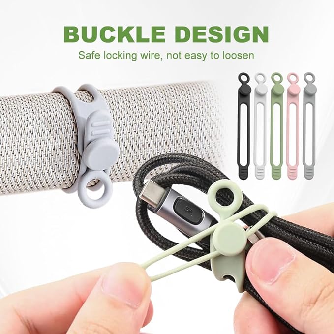 20PC Data Cable Organizer, 2026 Upgrade Silicone Cable Ties Reusable Cable - Image 7