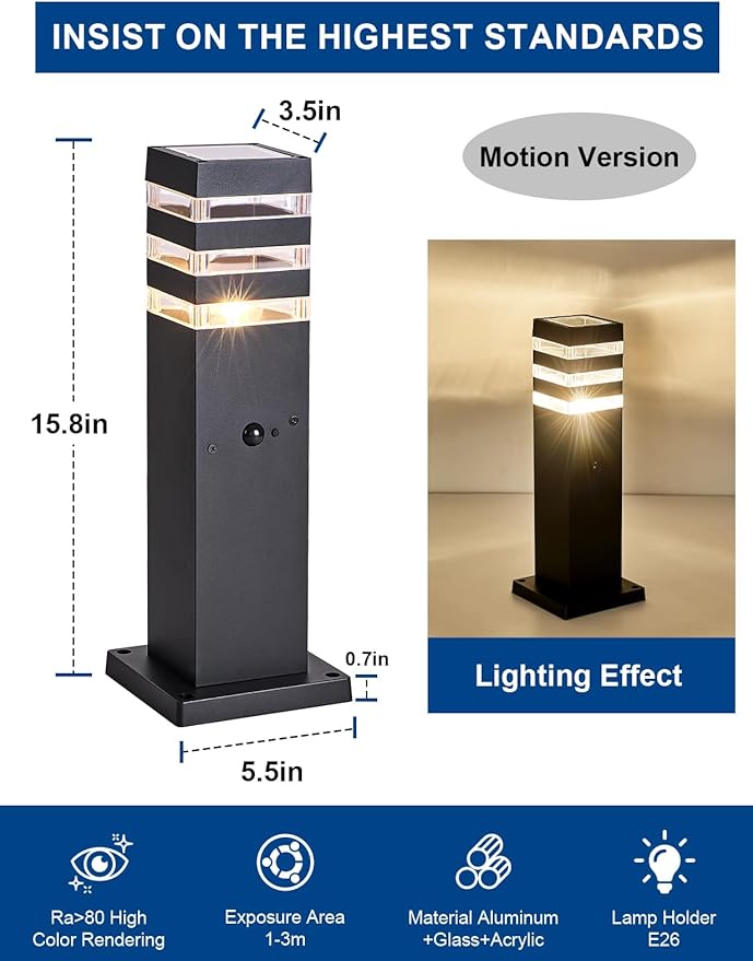 2Pack Motion Sensor Outdoor Floor Lamps Pathway Lights Dusk to Dawn Exterior - Image 6