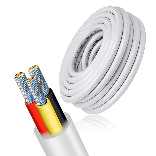 16 Gauge 3 Conductor Electrical Wire, 16.4FT Low Voltage 16/3 Tinned Copper by RESHAKE