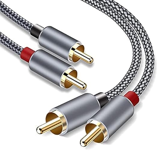 Goalfish RCA Cable, 20 Feet/6m Audio 2 Male to 2 Male Subwoofer Nylon-Braided by Goalfish