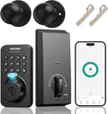 Keyless Entry Door Lock with Handle, Fingerprint Keypad Deadbolt with Handle Set by Tecknet