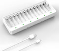 Dlyfull 12 Bay AA AAA Battery Charger, USB and Type-C Selectable High-Speeding by Dlyfull