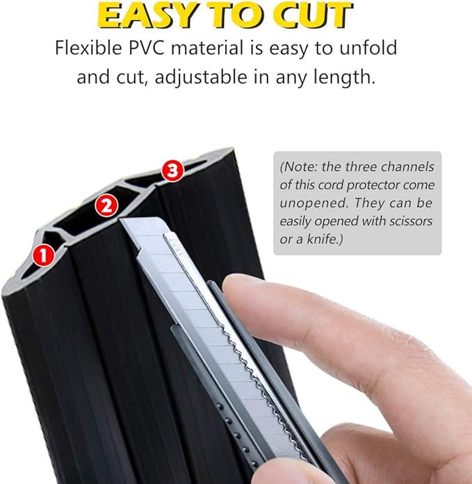 6.5Ft Cord Covers for Wires on Floor, 3-Channel Floor Cord Cover - Image 4