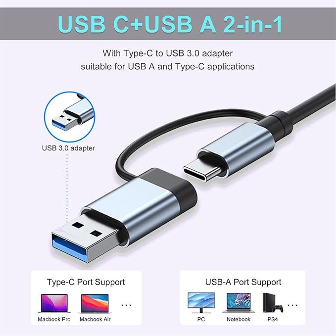 USB C Hub USB Hub 3.0, VIENON Aluminum 8 in 1 USB Extender - Image 8