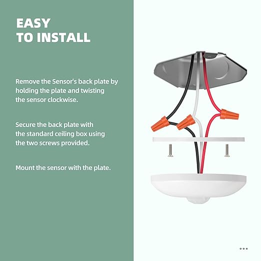 ECOELER Occupancy Ceiling Sensor Switch, 360° Passive Infrared PIR Motion Sensor - Image 6