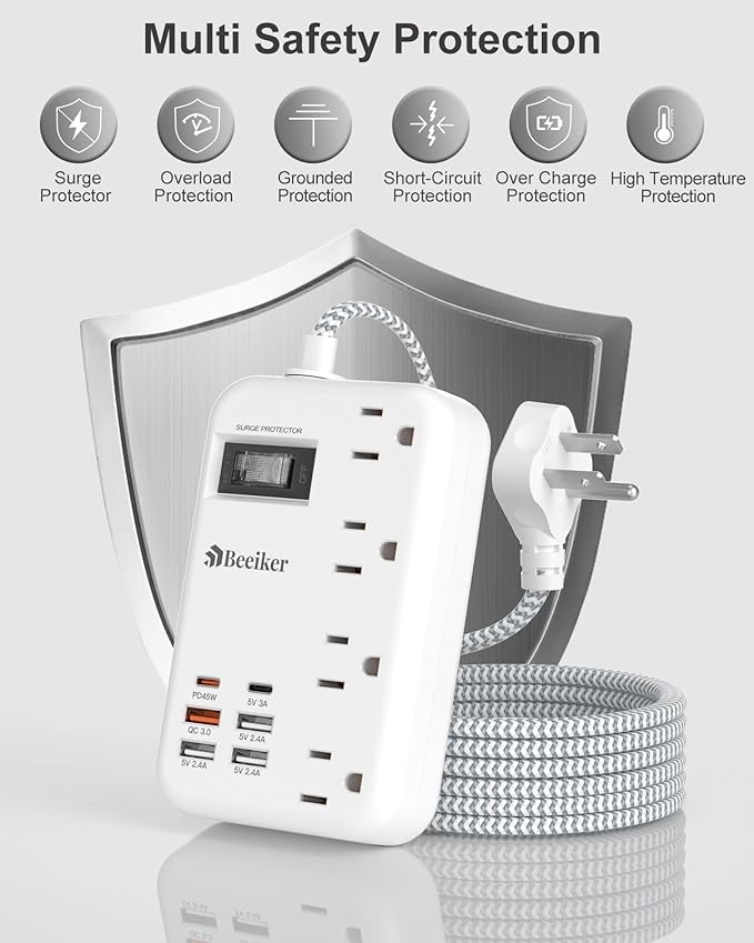 45W USB C Travel Power Strip- PD 45W Fast Charging Station - Image 8