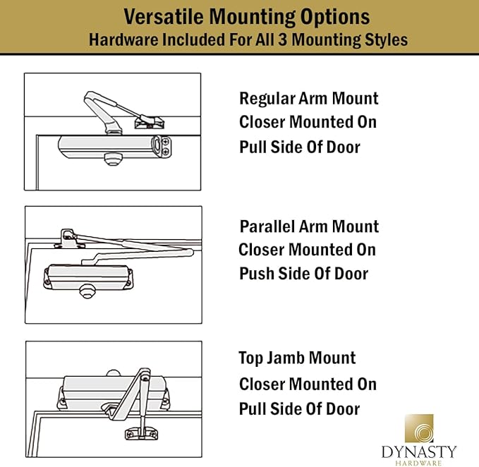 Dynasty Door Closer Adjustable Spring Size 3-6 Hydraulic Automatic Door Closer - Image 6