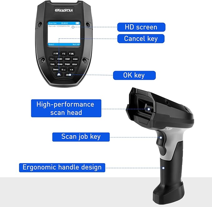1D 2D Wireless Barcode Scanner, Onewscan Portable Inventory Scanner - Image 6