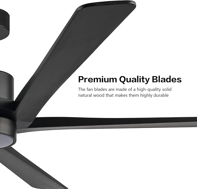 WINGBO 54" DC Ceiling Fan with Lights, 5 Carved Solid Wood Blades, 6-Speed - Image 6