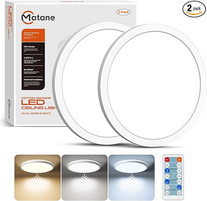 Matane 2Pack Motion Sensor LED Ceiling Light by Matane