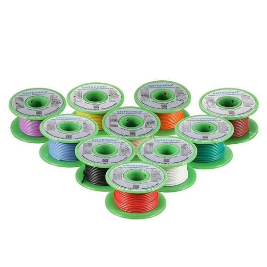 BNTECHGO 22 Gauge Silicone Wire Kit 10 Color Each 50 ft Flexible 22 AWG by BNTECHGO