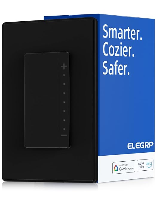ELEGRP Single Pole Smart Dimmer Light Switch DPR10, 2.4GHz Wi-Fi Dimmer Switch by ELEGRP%7CELEGROUP