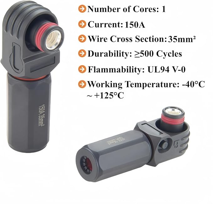 IP67 Waterproof EV Battery Container Connector Right Angle 150A 35mm² HV Energy - Image 3