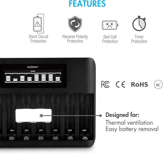 Tenergy TN480U 8-Bay LCD Display Fast Charger - Image 7