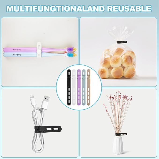 15 Pcs Cable Ties ，Silicone Cable Ties, Reusable Cord Organizer - Image 6