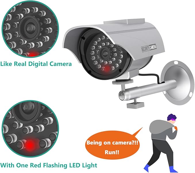 WALI Solar Powered Bullet Dummy Fake Simulated Surveillance Security CCTV Dome - Image 4