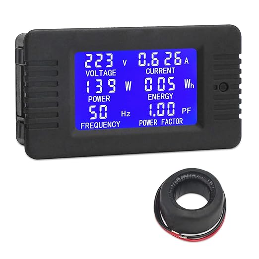 DROK AC Digital Meter, Current Voltage Amperage Power Energy Frequency Factor by DROK