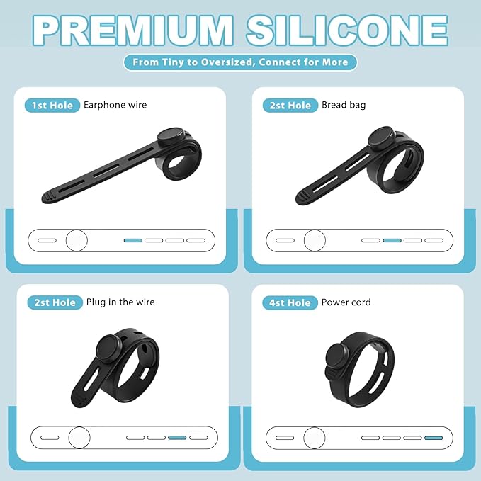 30 Pcs Cable Ties ，Silicone Cable Ties, Reusable Cord Organizer - Image 3