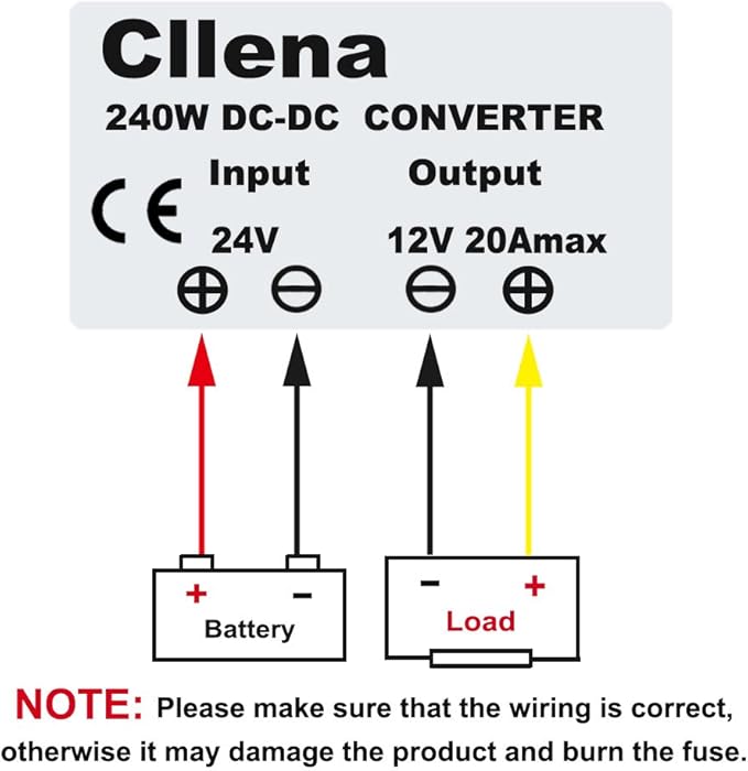 Cllena DC 24v to 12v Converter 20A 240W Regulator Voltage Reducer Power Supply - Image 7