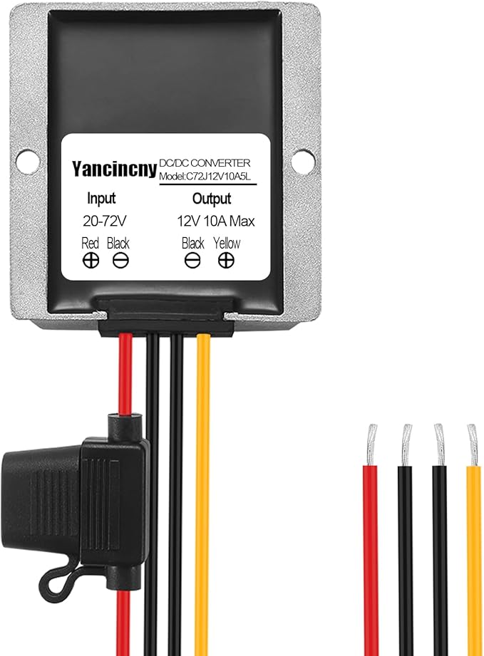 Yancincny 10A 120W 12V Golf Cart 24V 36V 48V 72V to 12V DC Converter Voltage by Unknown