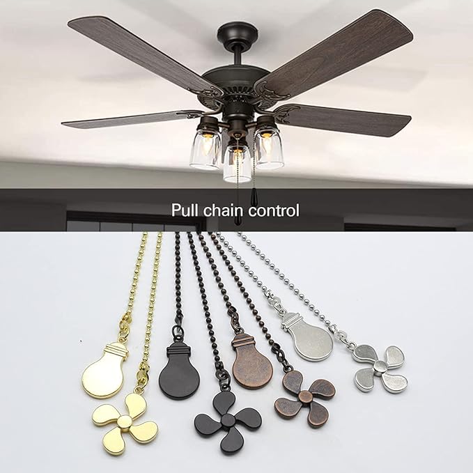 ZE-268S6- Ceiling Fan Pull Chain Set, 12 Inch Nickel, 4 Pieces Fan and Light - Image 5