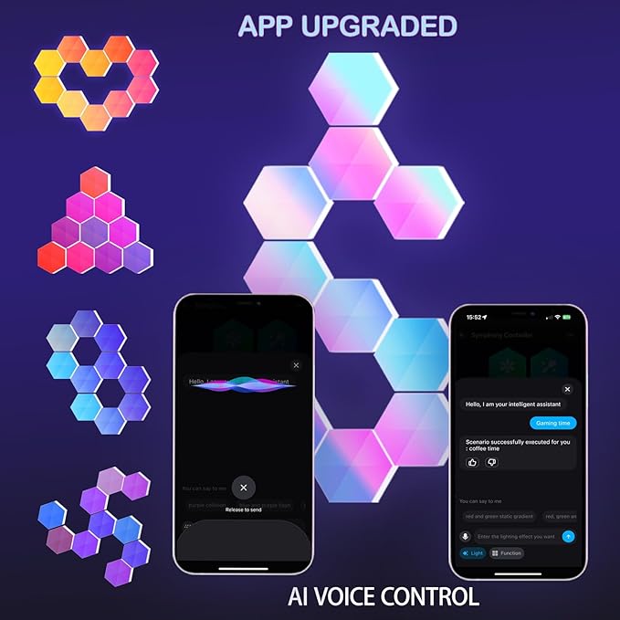 HEDCINLT Smart Hexagon Lights DIY Hexagon Led Light App & Remote Controlled & - Image 2