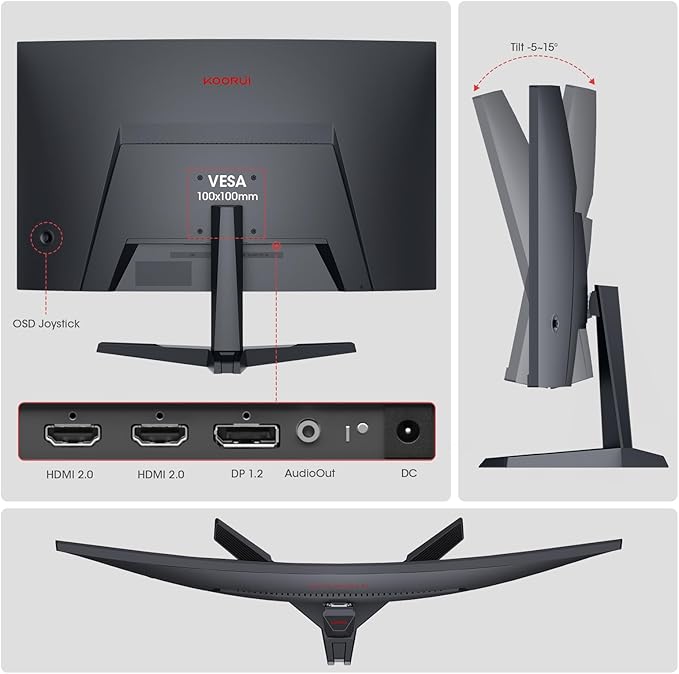 KOORUI 27 Inch Curved Gaming Monitor, Full HD 1080p 1500R 180Hz Computer Monitor - Image 8