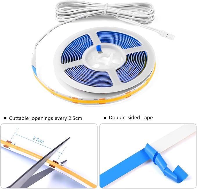 CHNMALITAI COB LED Strip Lights 12V Penetrable Wood Touch Dimmable LED Under - Image 3