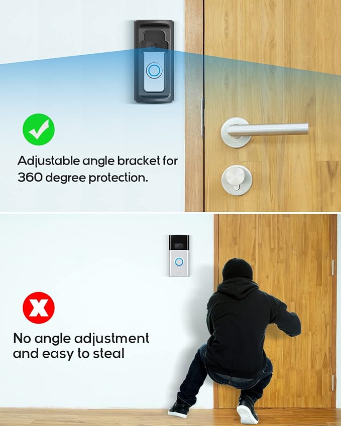 Anti-Theft Video Doorbell Mount，Adjustable 360° Degree Doorbell Angle No-Drill - Image 5