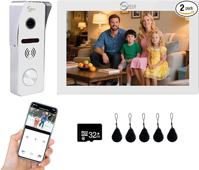 Wired Video Doorbell Intercom System 7 inch Monitor 1080P HD Camera Entry by ANJIELOSMART