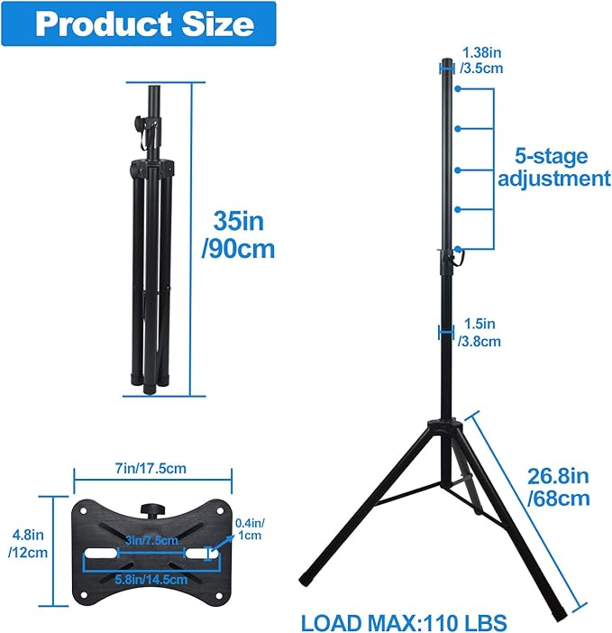 Howonder Speakers Stands, 6 Packs, PA Speaker Stand, Speaker Tripod Stand - Image 6