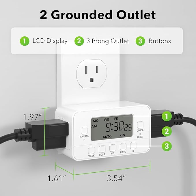 STANLEY 2 Grounded Outlet Digital Weekly Timer Security Mode 8 On/Off Program - Image 4